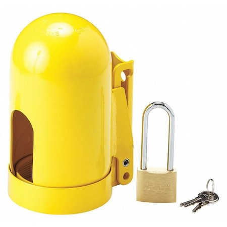 Condor 437R37 - Locking Cylinder Cap, Yellow, Steel, 1 Max. No. of Padlocks, 1/4 in Max. Shackle Dia.