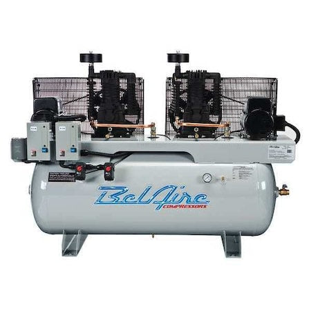 Belaire 4112D - Air Compressor, Stationary Electric Duplex, 10 HP, 120 gal, Two Stage, 175 psi, 208-230 V