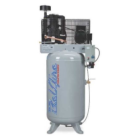 Belaire 338VLE4 - Air Compressor, 7.5 HP, 80 gal., 3-Phase, Overall Height: 77"