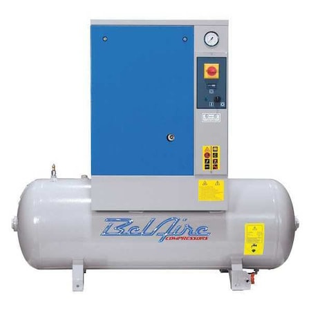 Belaire BR5 TM-3 - 5 HP 60 Gallon 150 PSI Screw Compressor, 16.6 CFM at MAX/150 PSI, 208-230/460 V 3 Ph, 62 d BA
