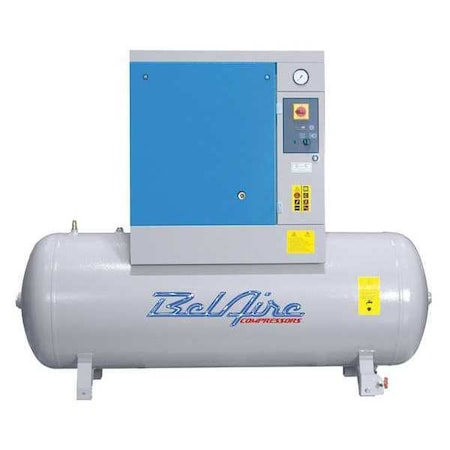 Belaire BR10 TM-3 - 10 HP 132 Gallon 150 PSI Screw Compressor, 33 CFM at MAX/150 PSI, 208-230/460 V 3 Ph, 66 d BA