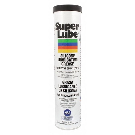 Super Lube 92150 - Multipurpose Grease, 400g, Cartridge, Silicone Base, 500 Degrees F Max Op Temp, White