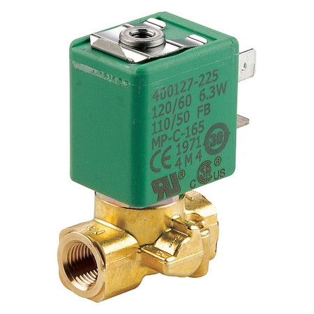 Asco SC8356A002V - Solenoid Valve, 3-Way, 2-Position, Normally Closed, 1/8 in Pipe Size, 120 V AC, Compact, Brass