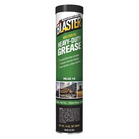 Blaster GR-14C-HDG - Multipurpose Grease, 14 oz, Cartridge, Mineral Base, 550 Degrees F Max Op Temp, Green