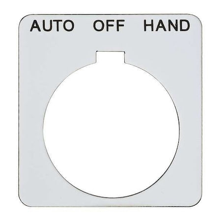Schneider Electric 9001KN258WP - Legend Plate,Auto-Off-Hand,Blk/Wht,Square