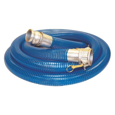 Kuriyama 45DU71 - 2" ID x 20 ft PVC Water Suction Hose 90 PSI Clear/BL