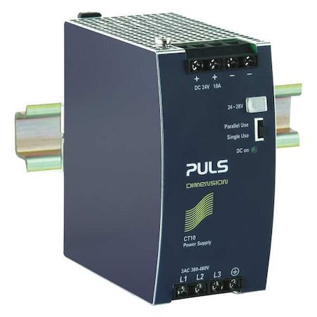 Puls CT10.241 - DC Power Supply, 380/480 V AC, 24/28 V DC, 240 W, 8.6 A, DIN Rail