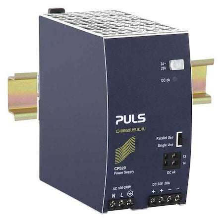 Puls CPS20.241 - DC Power Supply, 100/240 V AC, 24/28 V DC, 480 W, 20 A, DIN Rail