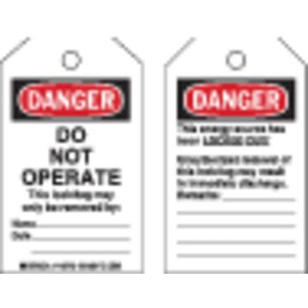 Brady 145766 - Danger Tag, Danger, Plastic, 3 in Width, 5 in Height, Write On Surface: Yes ,10 PK