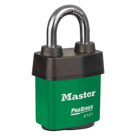 Master Lock 6121GRN - Lockout Padlock, Keyed Different, Steel, Green, 1 1/8 in Shackle Height, 2 1/8 in Body Width