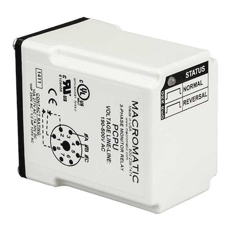 Macromatic PCPU - Phase Monitor Relay, 8 Pins, 190-500 V AC