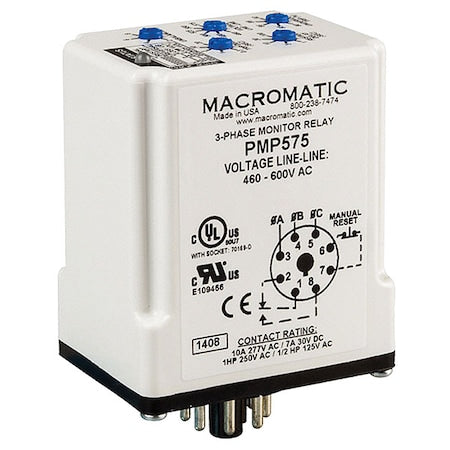 Macromatic PMP575 - Phase Monitor Relay, 8 Pins, 460-600 V AC