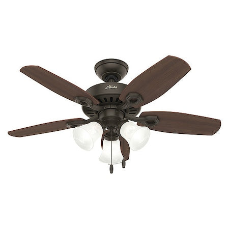 Hunter 52107 - Decorative Ceiling Fan, 42 in Blade Dia, 5 Blades, 3 Speeds, 120 V AC, New Bronze