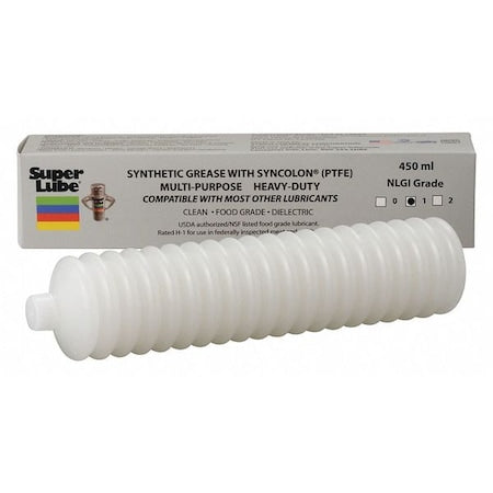 Super Lube 41580/1 - Multipurpose Grease, 450 m L, Cartridge, Synthetic Base, 450 Degrees F Max Op Temp, White, Syncolon Series