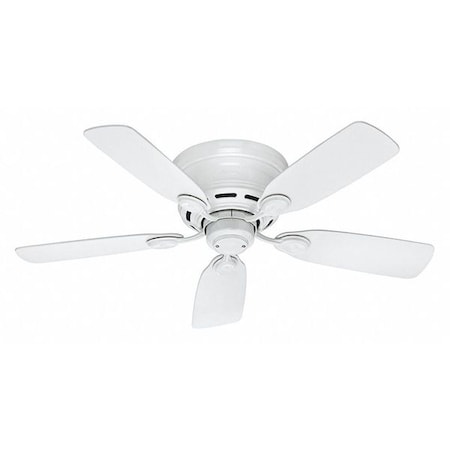 Hunter 51059 - Decorative Ceiling Fan, 42 in Blade Dia, 5 Blades, 3 Speeds, 120 V AC, White, 12.4" W
