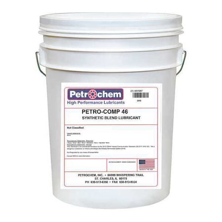 Petrochem PETRO-COMP 46-005 - Compressor Oil,5 gal, Pail, 15 SAE Grade