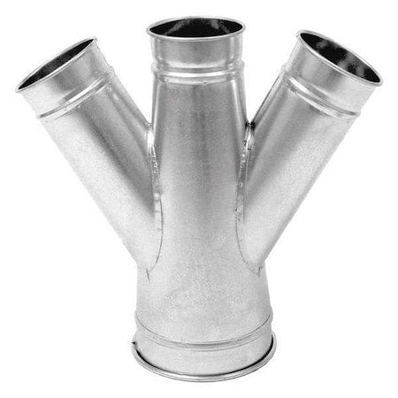 Nordfab 8040101150 - Round 9"dia 27"L 30 Degrees GSteel Double Branch, 9 in Duct Dia, Galvanized Steel, 22 ga GA, 27" L