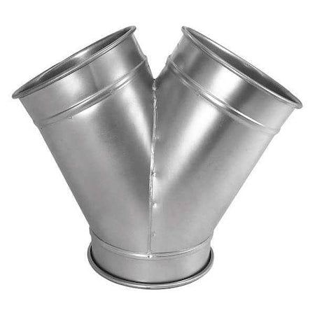 Nordfab 8040200826 - Round 12"dia 19 1/2"L 60 Degrees SS Wye Branch, 12 in Duct Dia, 304 Stainless Steel, 22 ga GA