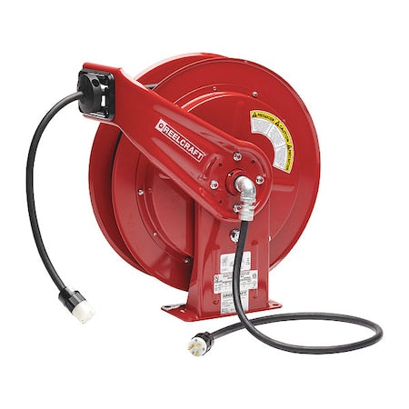Reelcraft L 70100 123 3A - Spring Retractable Cord Reel with 100 ft. Cord 1-Outlet 12/3