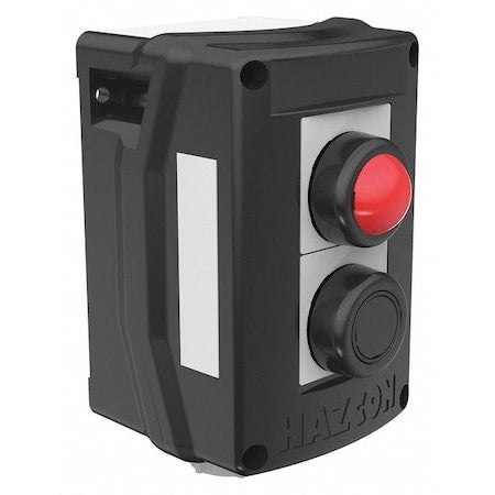 Hubbell Killark HKHMOD001264WW - Cntrl Stn,Ded End,2 Buttn,Blk/Grn/Rd,1 Light