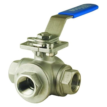 Bonomi 966N-1/2" - 1/2" NPT Stainless Steel Ball Valve 3-Way