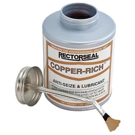 Rectorseal 72851 - Anti-Seize, General Purpose, Brush-Top Can, 8 oz, Copper Base, 1800 Degrees F Max Op Temp, Paste