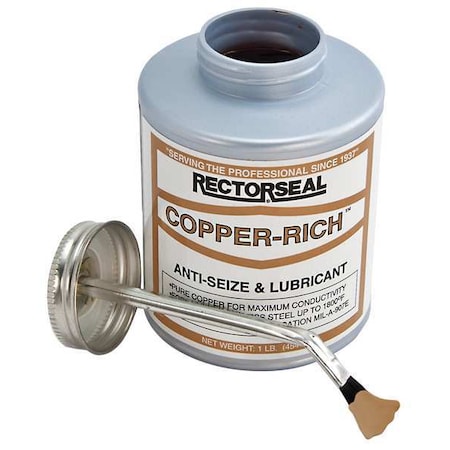 Rectorseal 72841 - Anti-Seize, General Purpose, Brush-Top Can, 16 oz, Copper Base, 1800 Degrees F Max Op Temp, Paste