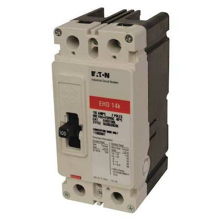 Eaton EHD2030 - Molded Case Circuit Breaker, EHD Series, 30 A, 2 Pole, 480 V AC, 18k A at 240 V AC
