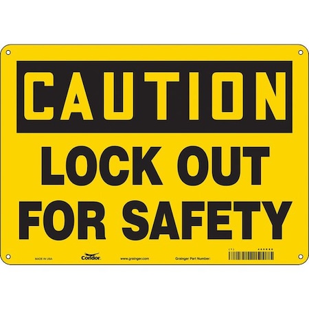 Condor 469K88 - Safety Sign, 10 in Height, 14 in Width, Polyethylene, Horizontal Rectangle, English, 469 K88