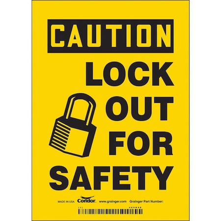 Condor 469K98 - Safety Sign, 7 in Height, 5 in Width, Vinyl, Vertical Rectangle, English
