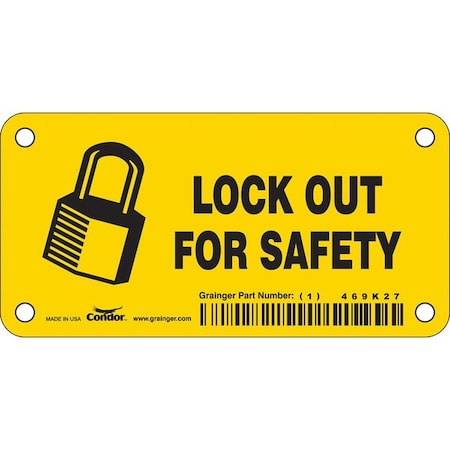 Condor 469K27 - Safety Sign, 2 1/4 in Height, 4 1/2 in Width, Vinyl, Horizontal Rectangle, English