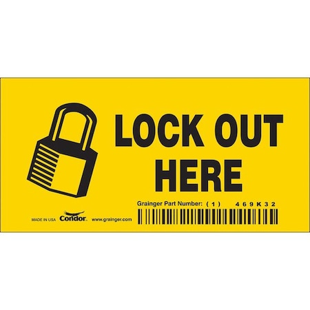 Condor 469K32 - Safety Sign, 2 1/4 in Height, 4 1/2 in Width, Vinyl, Horizontal Rectangle, English