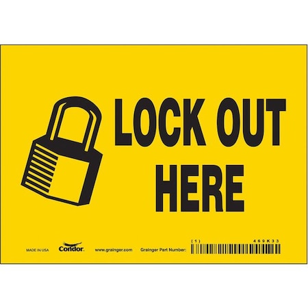 Condor 469K33 - Safety Sign, 5 in Height, 7 in Width, Vinyl, Horizontal Rectangle, English, 469 K33
