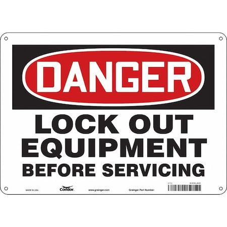 Condor 469L82 - Safety Sign, 10 in Height, 14 in Width, Aluminum, Horizontal Rectangle, English, 469 L82