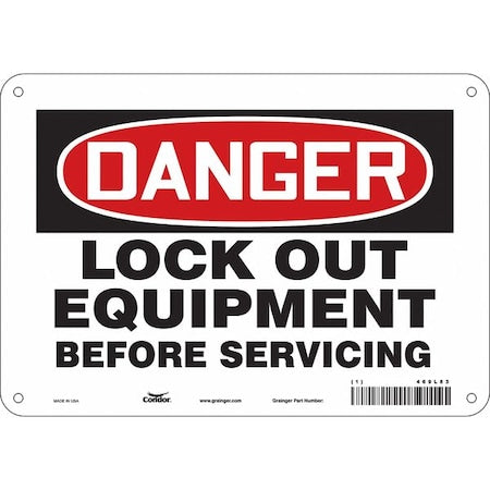 Condor 469L83 - Safety Sign, 7 in Height, 10 in Width, Polyethylene, Vertical Rectangle, English, 469 L83