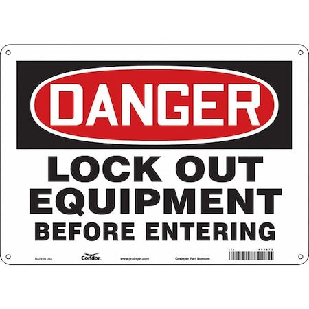 Condor 469L72 - Safety Sign, 10 in Height, 14 in Width, Polyethylene, Horizontal Rectangle, English, 469 L72
