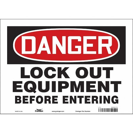 Condor 469L74 - Safety Sign, 10 in Height, 14 in Width, Vinyl, Horizontal Rectangle, English, 469 L74