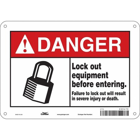 Condor 469L75 - Safety Sign, 7 in Height, 10 in Width, Aluminum, Vertical Rectangle, English, 469 L75