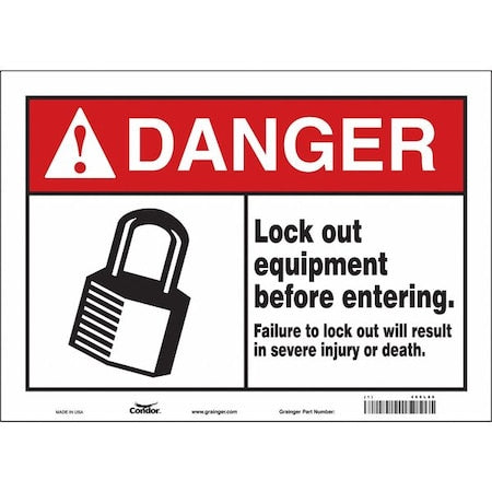 Condor 469L78 - Safety Sign, 10 in Height, 14 in Width, Polyethylene, Horizontal Rectangle, English, 469 L78