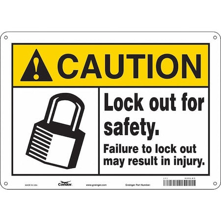 Condor 469L03 - Safety Sign, 10 in Height, 14 in Width, Aluminum, Horizontal Rectangle, English, 469 L03