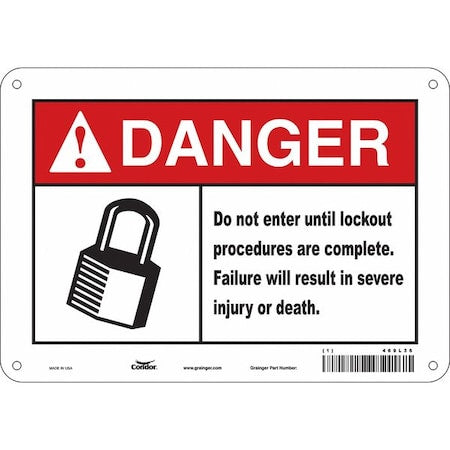 Condor 469L36 - Safety Sign, 7 in Height, 10 in Width, Aluminum, Vertical Rectangle, English, 469 L36
