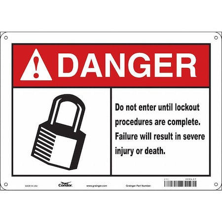 Condor 469L37 - Safety Sign, 10 in Height, 14 in Width, Aluminum, Horizontal Rectangle, English, 469 L37