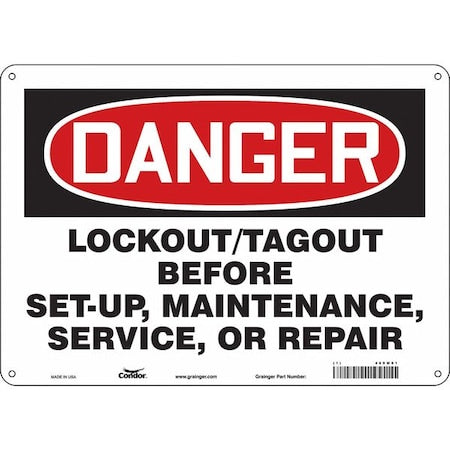 Condor 469M01 - Safety Sign, 10 in Height, 14 in Width, Aluminum, Horizontal Rectangle, English, 469 M01