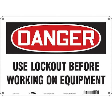 Condor 469M15 - Safety Sign, 10 in Height, 14 in Width, Polyethylene, Horizontal Rectangle, English, 469 M15