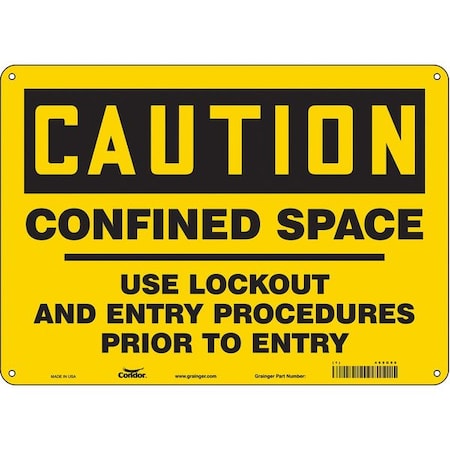Condor 465G90 - Safety Sign, 10 in Height, 14 in Width, Aluminum, Horizontal Rectangle, English, 465 G90