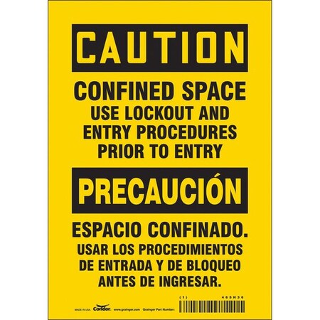 Condor 465H36 - Safety Sign,7" H,10" W,Vinyl, 465 H36