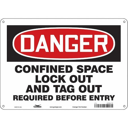 Condor 465L74 - Safety Sign, 10 in Height, 14 in Width, Aluminum, Horizontal Rectangle, English, 465 L74