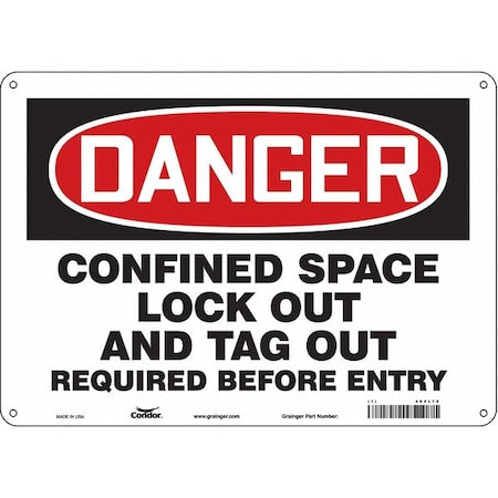Condor 465L78 - Safety Sign, 10 in Height, 14 in Width, Polyethylene, Horizontal Rectangle, English, 465 L78