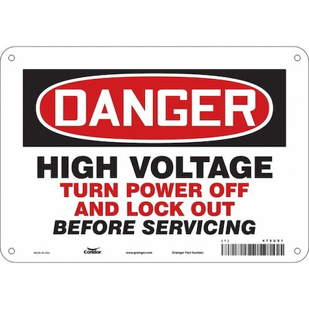 Condor 479U81 - Safety Sign, 7 in Height, 10 in Width, Polyethylene, Vertical Rectangle, English, 479 U81