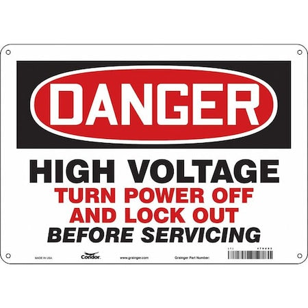 Condor 479U82 - Safety Sign, 10 in Height, 14 in Width, Polyethylene, Horizontal Rectangle, English, 479 U82